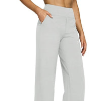 Pocket Knitted Straight High Waist Trousers