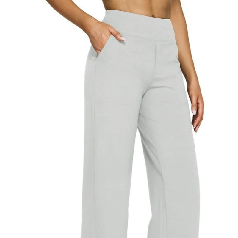 Pocket Knitted Straight High Waist Trousers