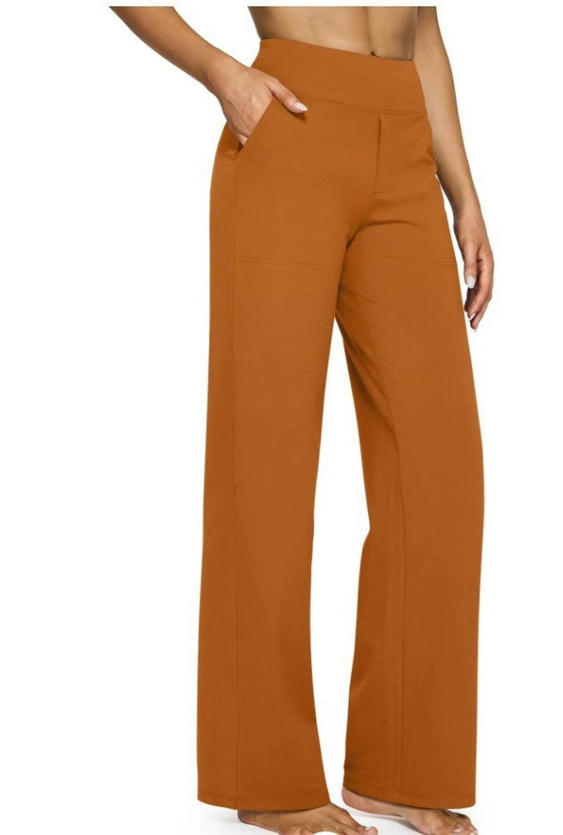 Pocket Knitted Straight High Waist Trousers